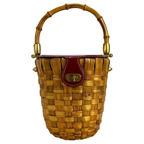 gucci picnic basket|1960s Gucci Wicker Basket Bamboo Handle Bag .